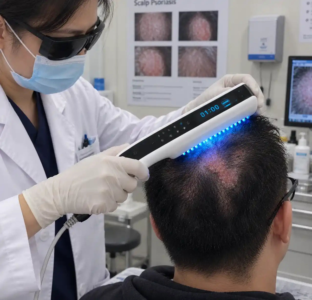 UVBWell_Luma_Comb_311nm_UVB_Narrowband_Phototherapy_lamps_scalp-psoriasis-clinical